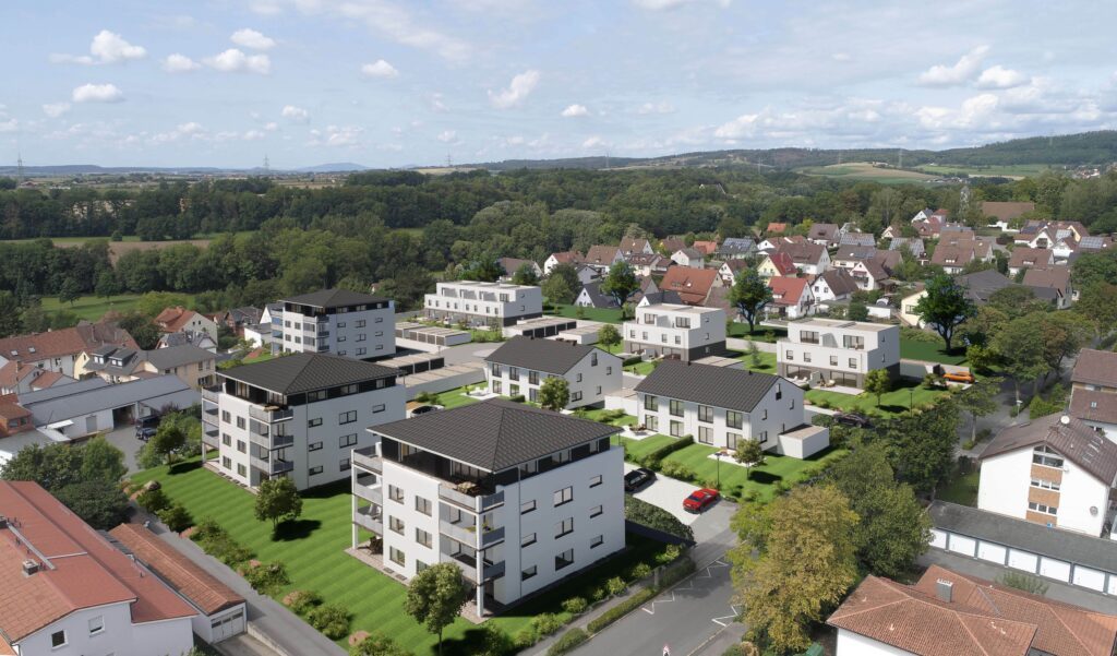 Living-Glas in Rödental mit Reihenhäuser, Doppelhaushälften und Wohnanlagen.