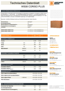 Datenblatt UNIPOR WS08 Coriso Plus