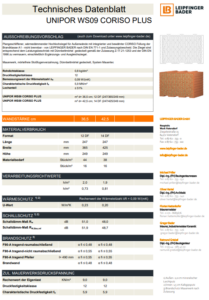 Datenblatt UNIPOR WS09 Coriso Plus