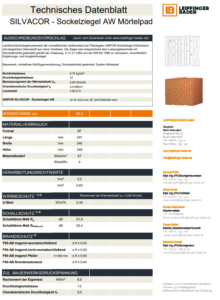Datenblatt UNIPOR Silvacor Sockelziegel Außenwand Mörtelpad